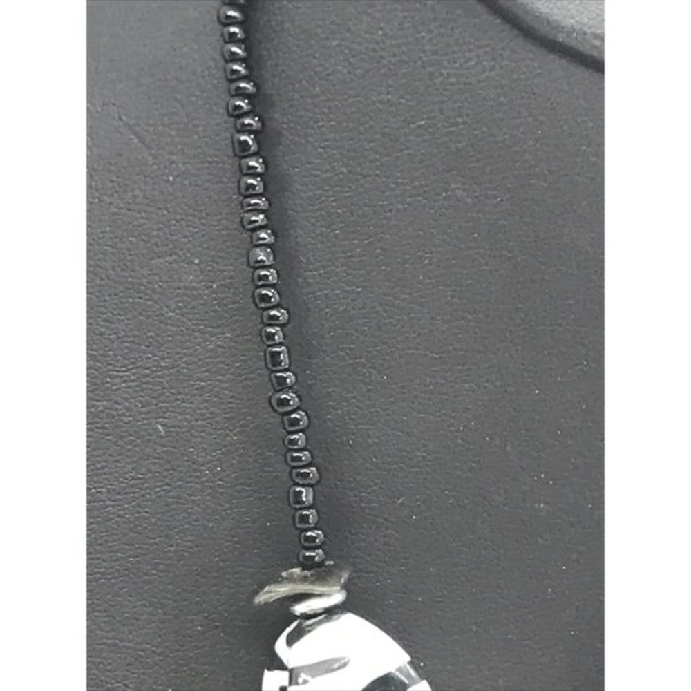 Black White Zebra Stripe Heart Pendant Fashion Necklace 18" animal Print pendant - Picture 4 of 6
